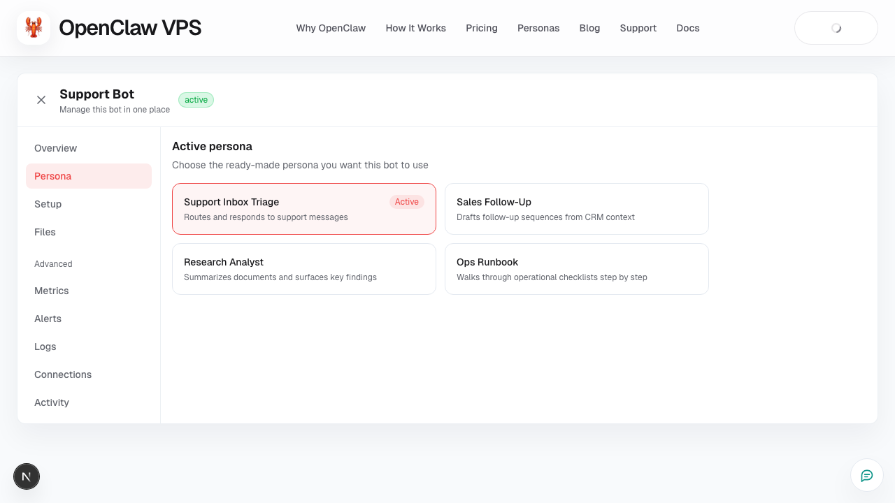 Personas library in dashboard